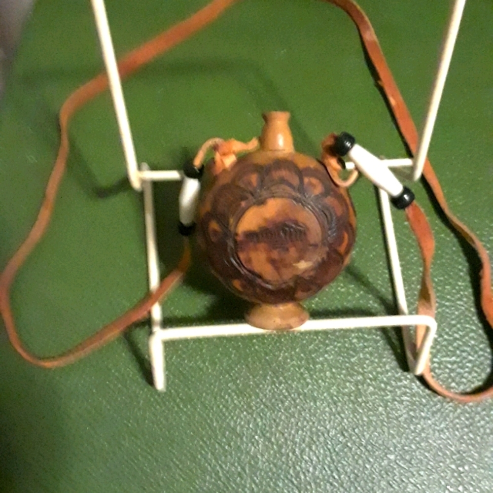 Carved Wood Perfume Bottle